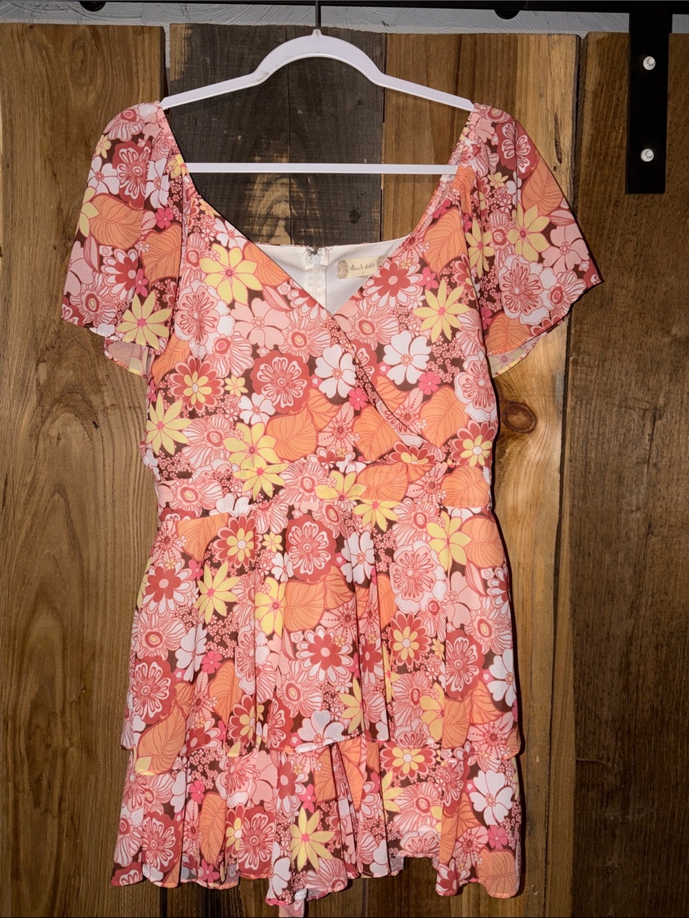 Altar'd State Pink, Yellow & Orange Floral Romper